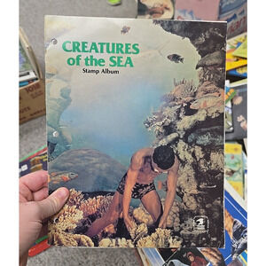Vintage 1983 Creatures of the Sea by Scott Publishing Paperback Stamp Album Book